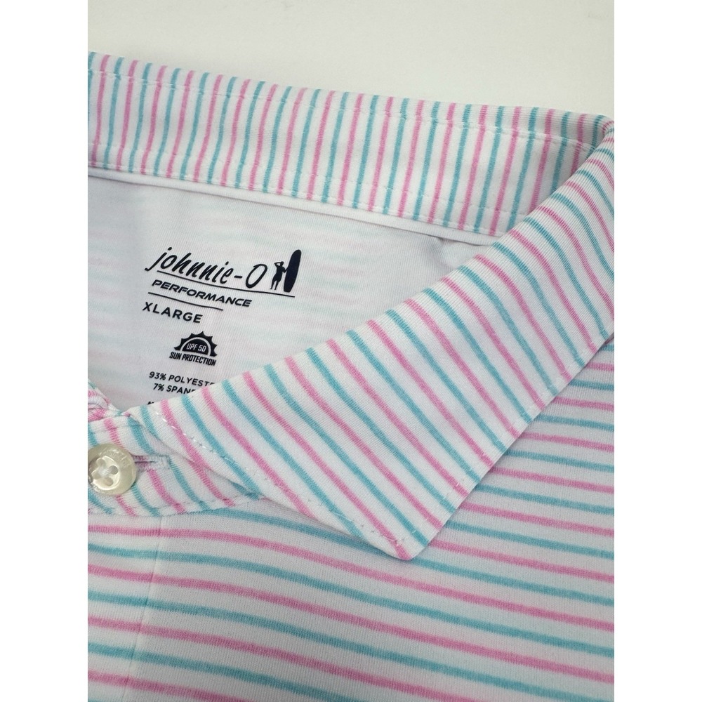 NWT johnnie-O VIK Striped Golf Performance Jersey Polo Shirt Porto Pink Mens XL - Picture 2 of 10